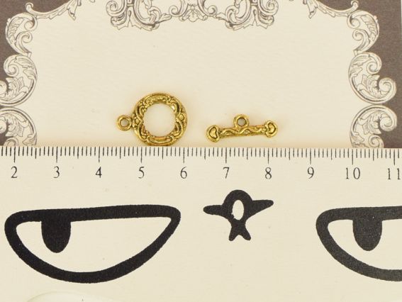 Бижутерная застежка Замок-тогл Рококо цвет античное золото 1 шт