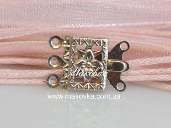 Застежка вставная для трех цепочек 10х7 мм, под платину, 1 шт Застежка вставная для трех цепочек 10х7 мм, под платину, 1 шт