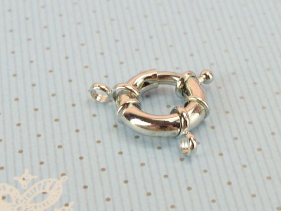 Застібка для прикрас карабін круглий Морський 34x27x7.50 мм, колір платина