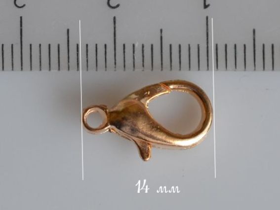 Застежка карабин 14х7.5 мм, позолоченная, 1 шт Застежка карабин 14х7.5 мм, позолоченная, 1 шт