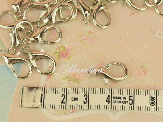 Застежка карабин 17х10 мм, платиновый цвет, 1 шт Застежка карабин 17х10 мм, платиновый цвет, 1 шт