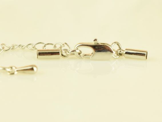 Замок з ковпачками для шнура, набір, довжина 29мм + подовжувальний ланцюжок, колір платиновий