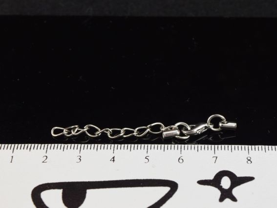 Набір Замочок з ковпачками для шнура, довжина 290мм + подовжувальний ланцюжок, колір платиновий