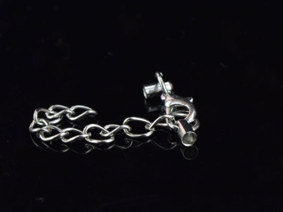 Набір Замочок з ковпачками для шнура, довжина 290мм + подовжувальний ланцюжок, колір платиновий