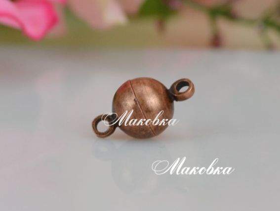 Застежка магнитная №9 шар 14х8 мм, античная медь, 1 шт Застежка магнитная №9 шар 14х8 мм, античная медь, 1 шт