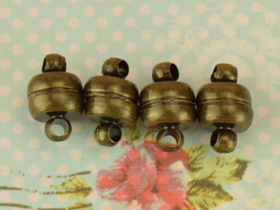 Застібка магнітна для прикрас №15 куля сплюснута, розмір 11х7мм, колір антична бронза