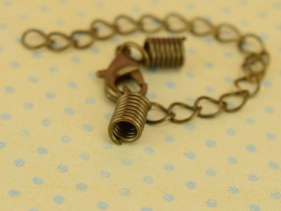 Замок з пружинами, довжина 30мм, з подовжуючим ланцюжком, колір антична БРОНЗА