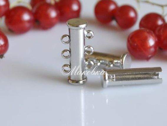 Замок-слайдер на 3 низки, 20 мм, платина 1 шт. Замок-слайдер на 3 низки, 20 мм, платина 1 шт.