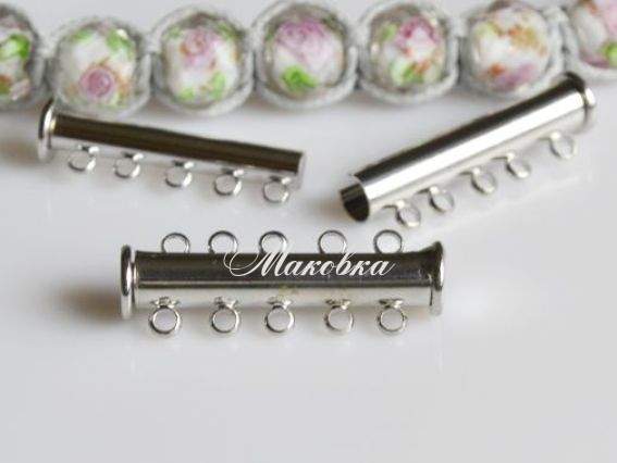 Замок-слайдер на 5 низок, 30 мм, платина 1 шт. Замок-слайдер на 5 низок, 30 мм, платина 1 шт.