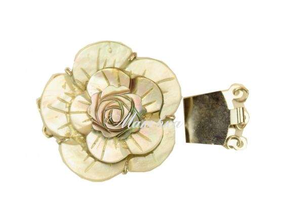Замок с розой (ракушка) 35х37 мм, на 3 низки, 1 шт Замок с розой (ракушка) 35х37 мм, на 3 низки, 1 шт