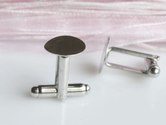 Основа для запонок с базой 12 мм, цвет платина, 1 пара