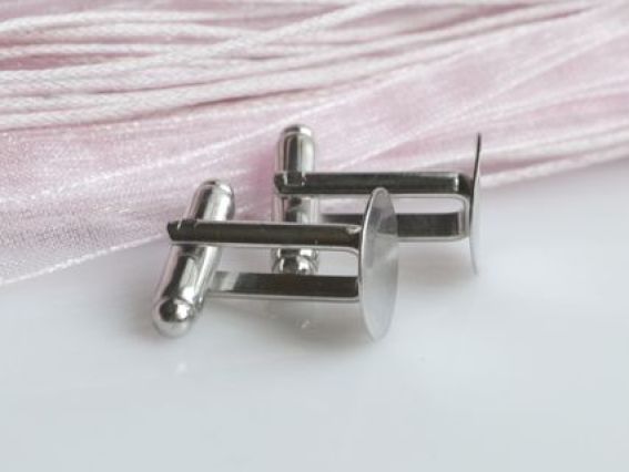 Основа для запонок с базой 12 мм, цвет платина, 1 пара