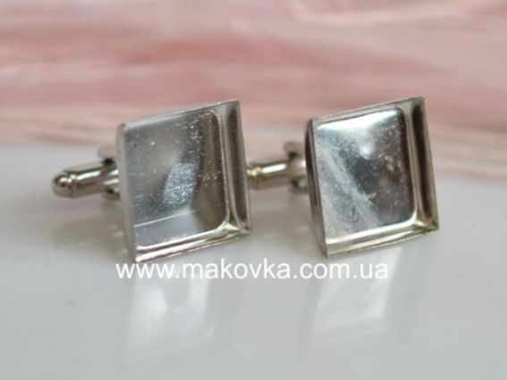 Основа для запонок с квадратной базой 17 мм, 1 пара, платина Основа для запонок с квадратной базой 17 мм, 1 пара, платина