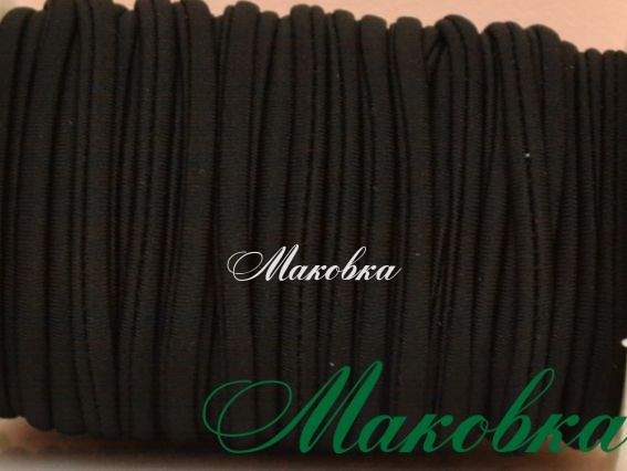 Основа Резинка для волос 4 мм, нейлоновая, черная, 1 м Основа Резинка для волос 4 мм, нейлоновая, черная, 1 м
