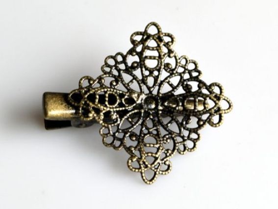 Заколка-зажим (крокодильчик) 03 с филигранью 33х33 мм, Ромб Заколка-зажим (крокодильчик) 03 с филигранью 33х33 мм, Ромб