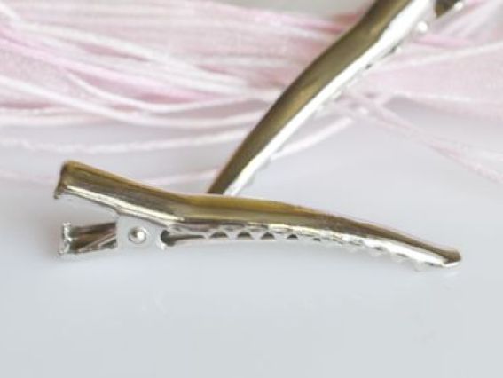 Заколка-зажим (Крокодильчик) одинарная 6x40 мм, платина, 1 шт Заколка-зажим (Крокодильчик) одинарная 6x40 мм, платина, 1 шт