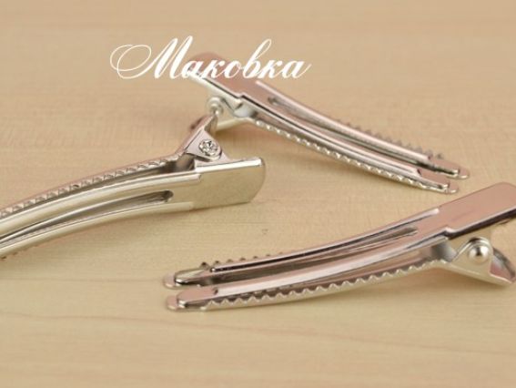 Заколка-зажим (Крокодильчик) 47х10 мм, платина, 100 шт (две полосы) Заколка-зажим (Крокодильчик) 47х10 мм, платина, 100 шт (две полосы)