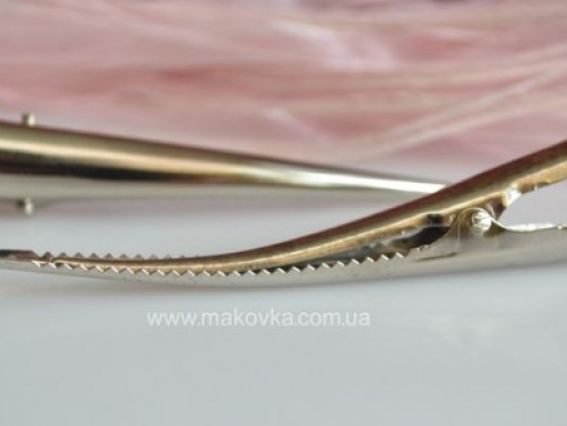 Заколка-зажим Крокодильчик 80х6 мм, платина