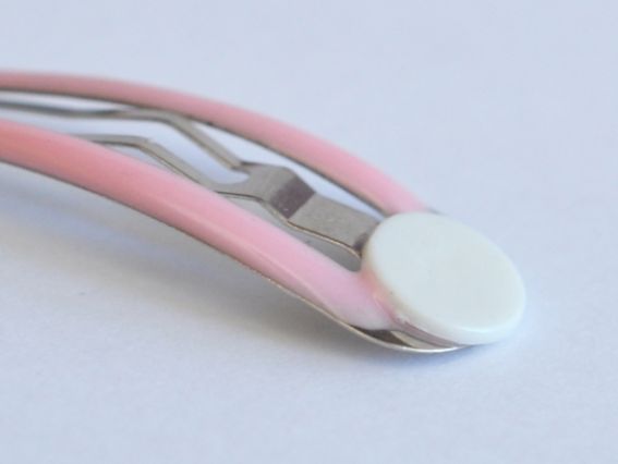 Шпилька для волос 47 мм, рожева з базою для прикраси