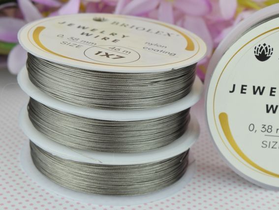 Тросик ювелірний сталевий , діаметр 0,38 мм, метраж 46м, колір А-32-срібний (сірий), 1 бобінка
