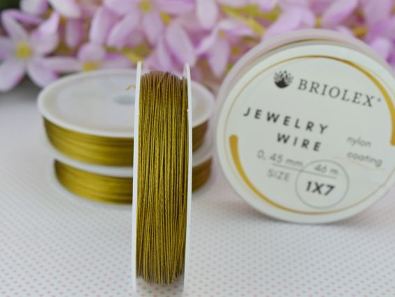 Тросик ювелірний сталевий , діаметр 0,45 мм, метраж 46м, колір А-03 Золото, 1 бобінка