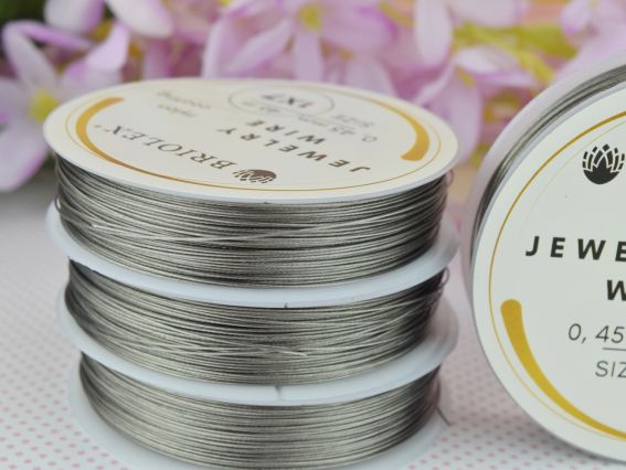 Тросик ювелірний сталевий , діаметр 0,45 мм, метраж 46м, колір А-32-срібний (сірий), 1 бобінка