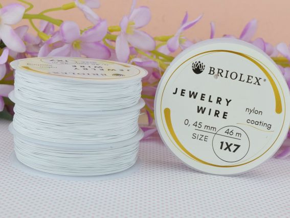Ювелірний трос 0,45 мм, 46м, В-03 Білий, 1 бобінка Ювелірний трос 0,45 мм, 46м, В-03 Білий, 1 бобінка