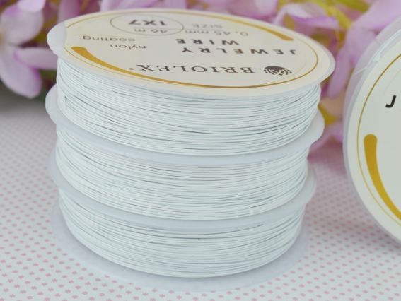 Тросик ювелірний сталевий , діаметр 0,45 мм, метраж 46м, колір В-03 Білий, 1 бобінка