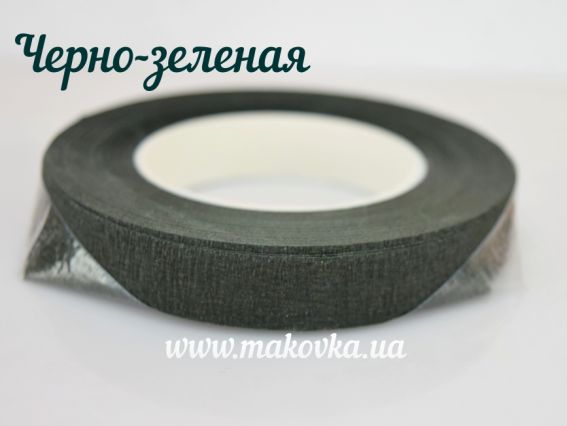 Флористична стрічка - чорно-зелений колір, 1 бобінка Флористична стрічка - чорно-зелений колір, 1 бобінка