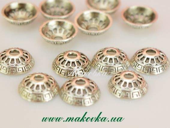 Колпачок бижутерный №42 Меандр 10х3 мм, античное серебро,50 шт Колпачок бижутерный №42 Меандр 10х3 мм, античное серебро,50 шт