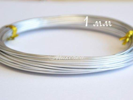 Дріт алюмінієвий 1 мм, білого срібного кольору Дріт алюмінієвий 1 мм, білого срібного кольору