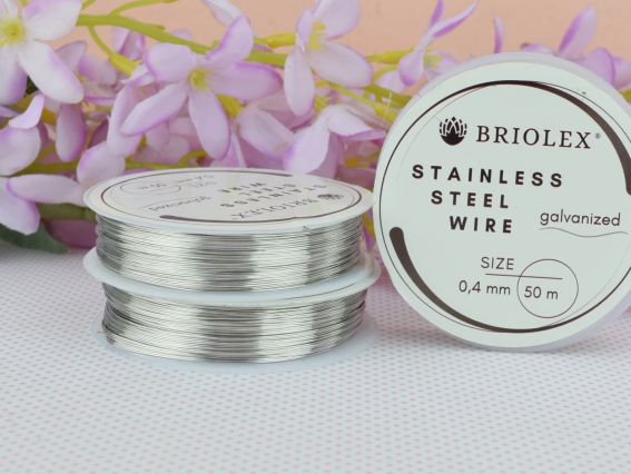 Дріт для бісеру сталевий 0.4 мм, колір Срібло, котушка 50 м Дріт для бісеру сталевий 0.4 мм, колір Срібло, котушка 50 м