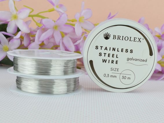 Дріт для бісеру сталевий 0.3 мм, колір Срібло, котушка 30 м