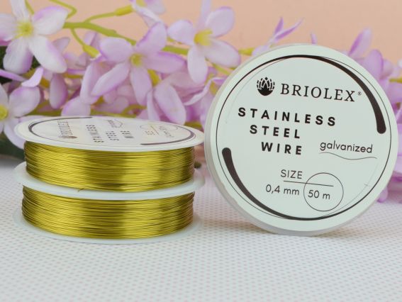 Проволока для бисера стальная 0,4 мм цвет Золото, катушка 50 м