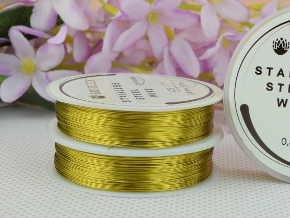 Бісерний дріт сталевий , товщина 0,4 мм, колір В-19 Золото