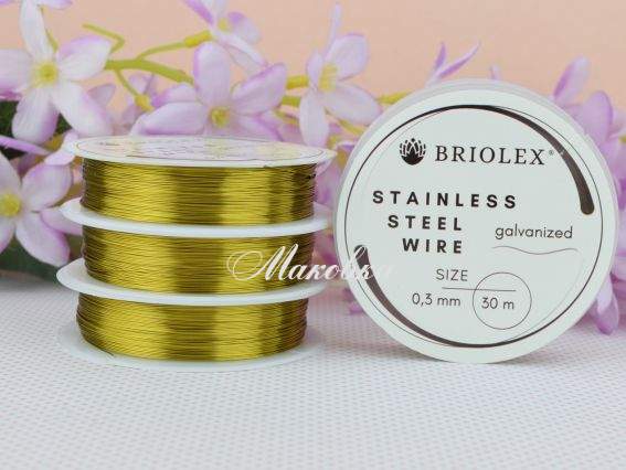 Дріт для бісеру сталевий 0.3 мм, колір Золото , котушка 30 м Дріт для бісеру сталевий 0.3 мм, колір Золото , котушка 30 м