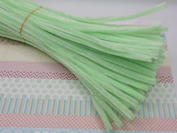 Синельний дріт з ворсом блідий САЛАТОВИЙ 30 см, 1 шт