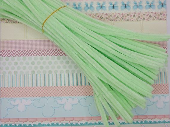 Дріт з ворсом САЛАТОВИЙ блідий 30 см, 1 шт.