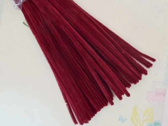Дріт із ворсом Бордовий 30 см, 1 шт.