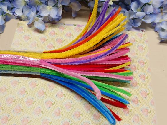 Набор синельной проволоки с ворсом Микс светлый 30 см, 99-100 шт