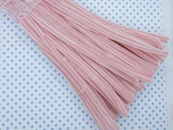 Пухнастий синій дріт з ворсом, колір Пудра , 30 см, 1 шт