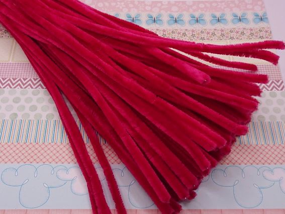 Дріт з ворсом, Темно- МАЛИНОВИЙ  30 см, 1 шт.