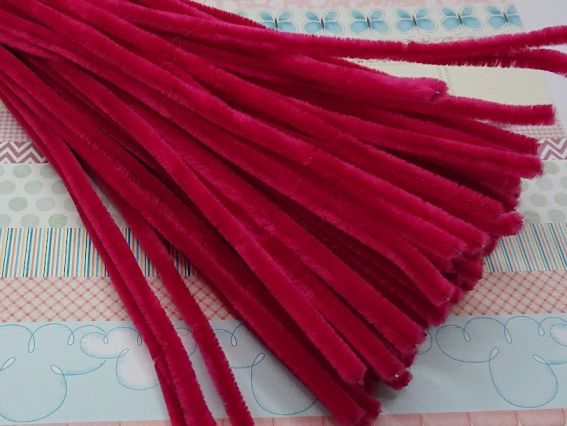 Пухнастий синій дріт з ворсом, колір Темно- МАЛИНОВИЙ  , 30 см, 1 шт