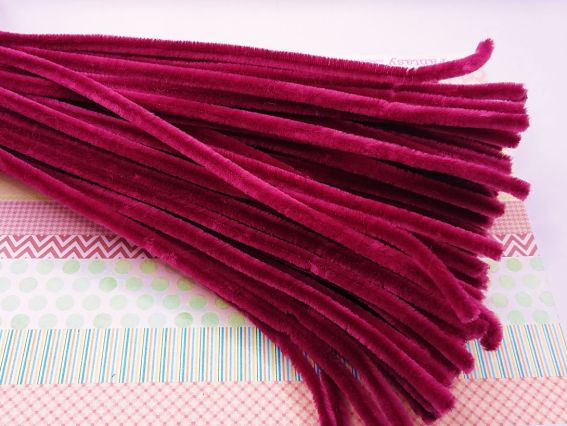 Синельний дріт з ворсом колір Марсала, 30 см, 1 шт