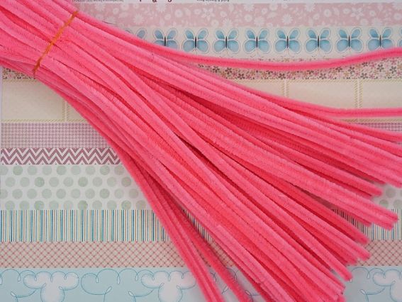 Дріт з ворсом РОЖЕВИЙ неоновий, 30 см, 1 шт.