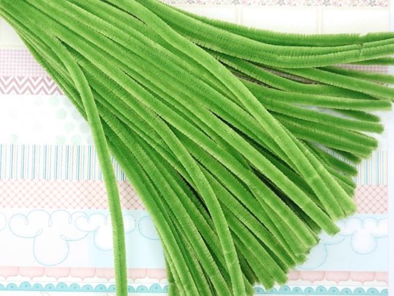 Дріт з ворсом  Зелений весняна трава, 30 см, 1 шт. Дріт з ворсом  Зелений весняна трава, 30 см, 1 шт.