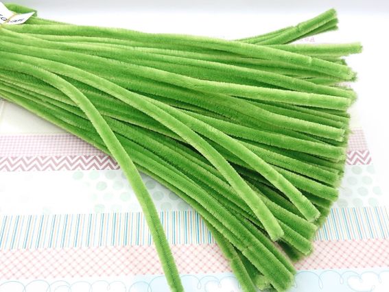 Синельний дріт з ворсом колір Зелений весняна трава, 30 см, 1 шт