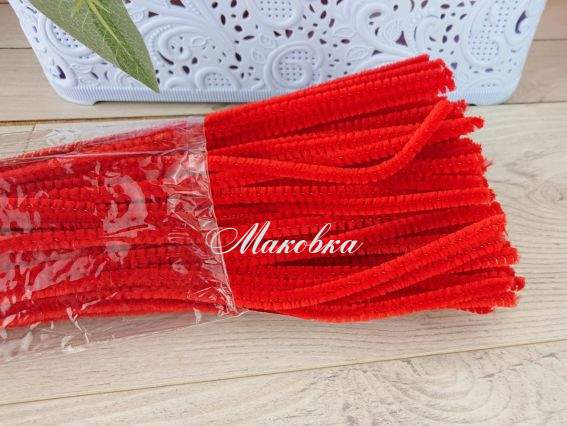 Проволока с ворсом Красная 30 см, 1 шт