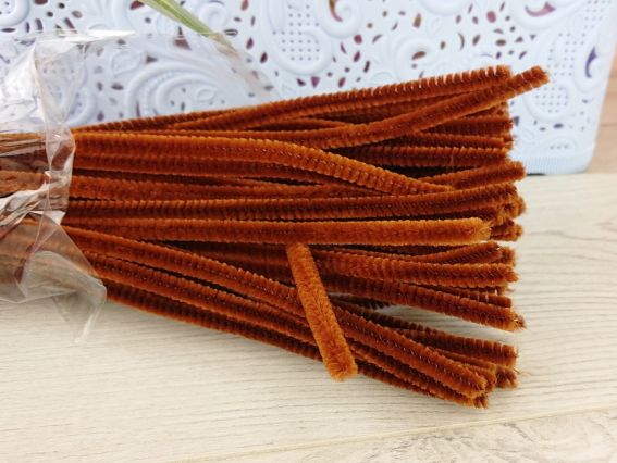 Дріт з ворсом Коричневий 30 см, 1 шт.