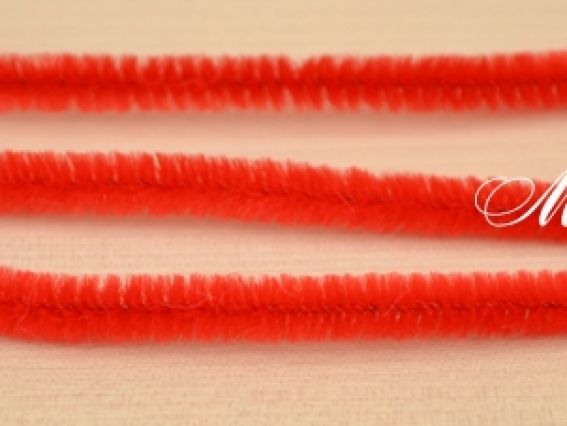 Пушистая синеньная проволока с ворсом Красная 30 см, 1 шт